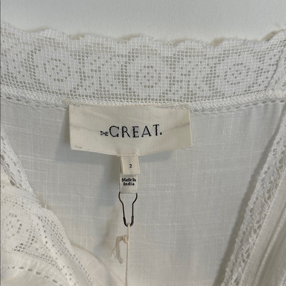 NWT THE GREAT Reverie Lace Trim Cotton Dress in White size M - Picture 8 of 16